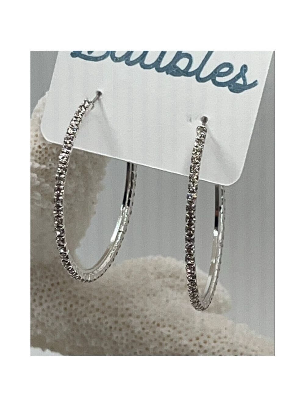 Baubles Silver Channel Set Hoops - Picture 5 of 9